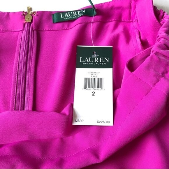 Lauren Ralph Lauren Jumpsuit NWT Magenta Off Shoulder Wide Leg Barbiecore Size 2 - Picture 8 of 12